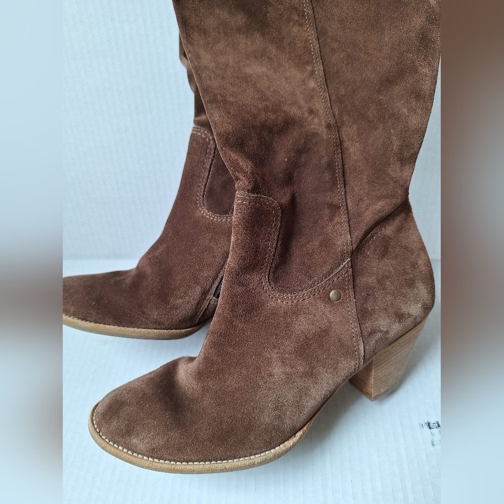 Paul Green Munchen Dazzle Brown Suede Over The Knee Womens Heeled Boots Size 7 - Picture 3 of 9